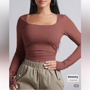 Shein BAE Brown Long Sleeve Top